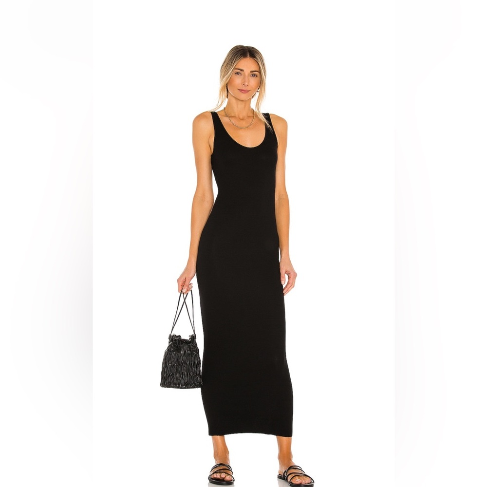 Enza Costa Black Bodycon rib scoop neck tank dress size S